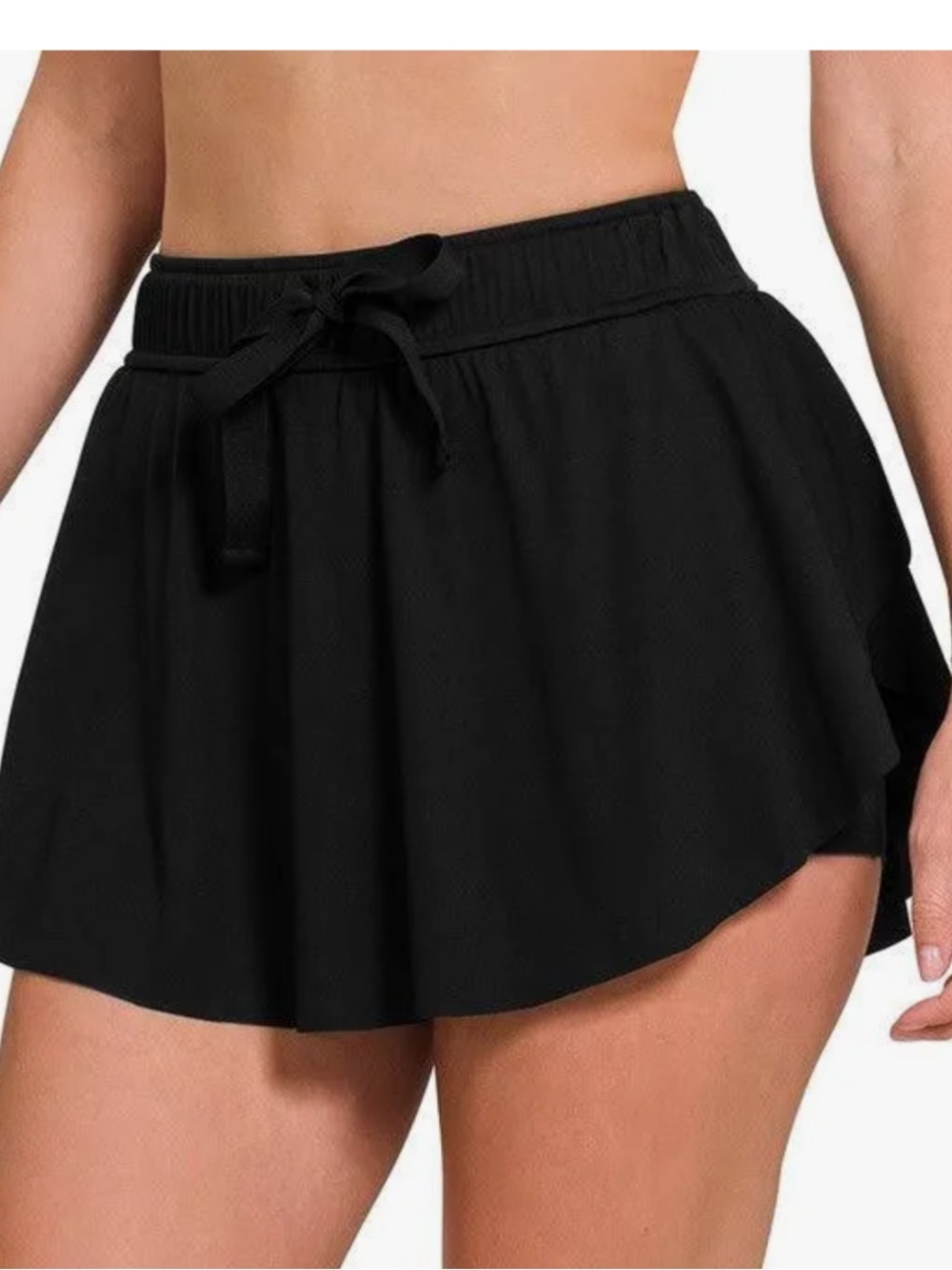Zenana Ruffle Hem Tennis Skirt With Hidden Inner Pockets Black